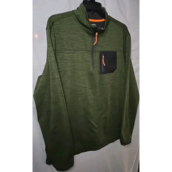 Ruff Hewn Adventure Tech Long Sleeve Shirt, Outdoor ¼ Zip Sz Large, Hunter Green - Picture 3 of 8